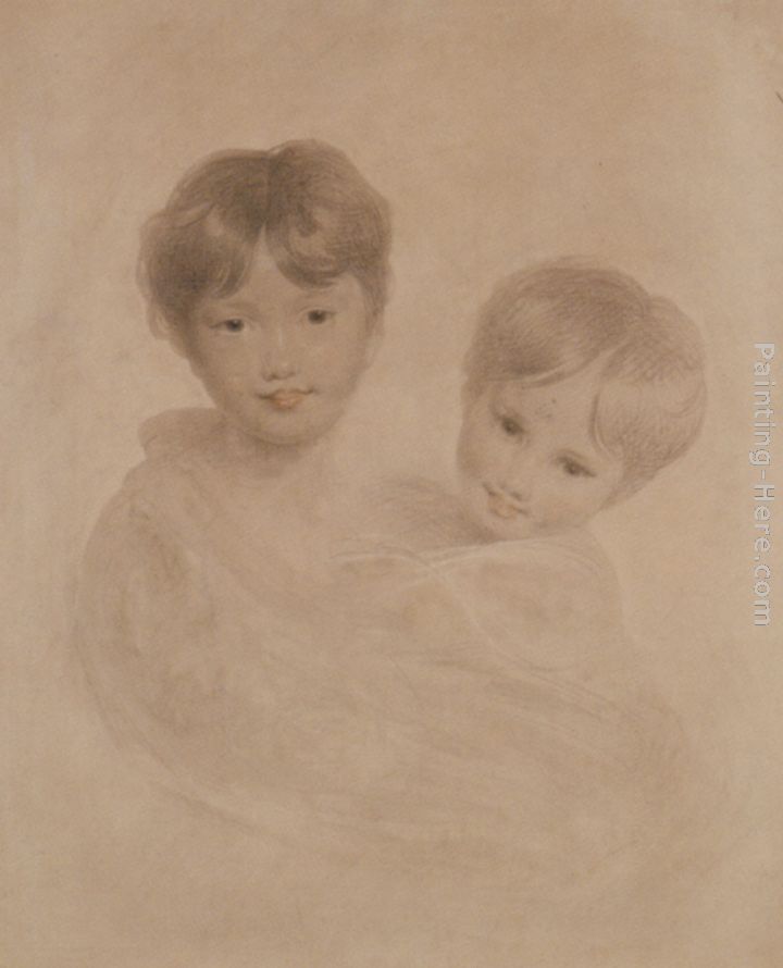 Portrait Sketch of Two Boys - Possibly George 3rd Marquees Townshend and his Younger Brother Charles painting - Sir Thomas Lawrence Portrait Sketch of Two Boys - Possibly George 3rd Marquees Townshend and his Younger Brother Charles art painting